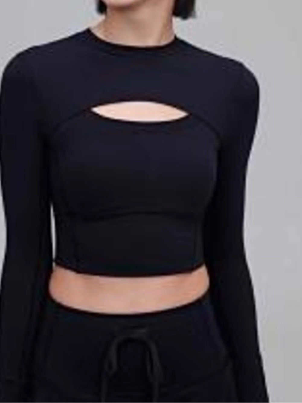 Joy lab Black Textured Long Sleeve Cropped Sweatshirt size XL